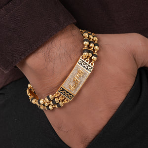 Ram Design High-quality Gold Plated 3 Line Rudraksha Bracelet For Men Ram Design High-quality Gold Plated 3 Line Rudraksha Bracelet For Men
