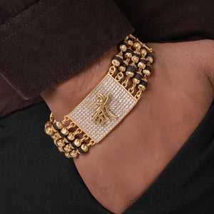 MAA Design High-quality Gold Plated 5 Line Rudraksha Bracelet For Men MAA Design High-quality Gold Plated 5 Line Rudraksha Bracelet For Men