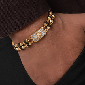 Suryadev Design High-quality Gold Plated 2 Line Rudraksha Bracelet For Men Suryadev Design High-quality Gold Plated 2 Line Rudraksha Bracelet For Men