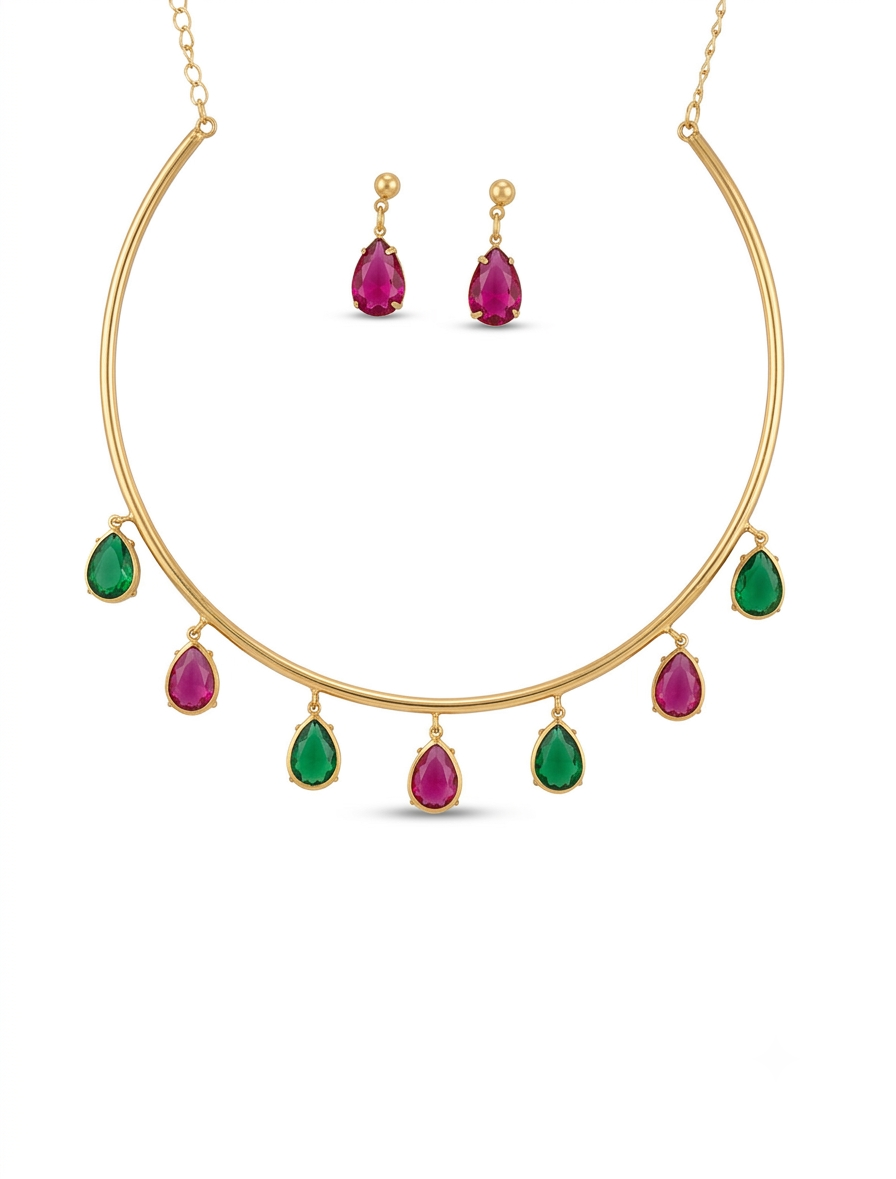 Red Ruby Gold Plated Western  Tanmaniya  for women