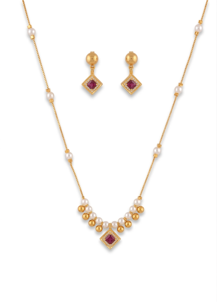 Mehira Pink chain pendant set