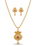 Charm Gold Plated Chain Pendant Set