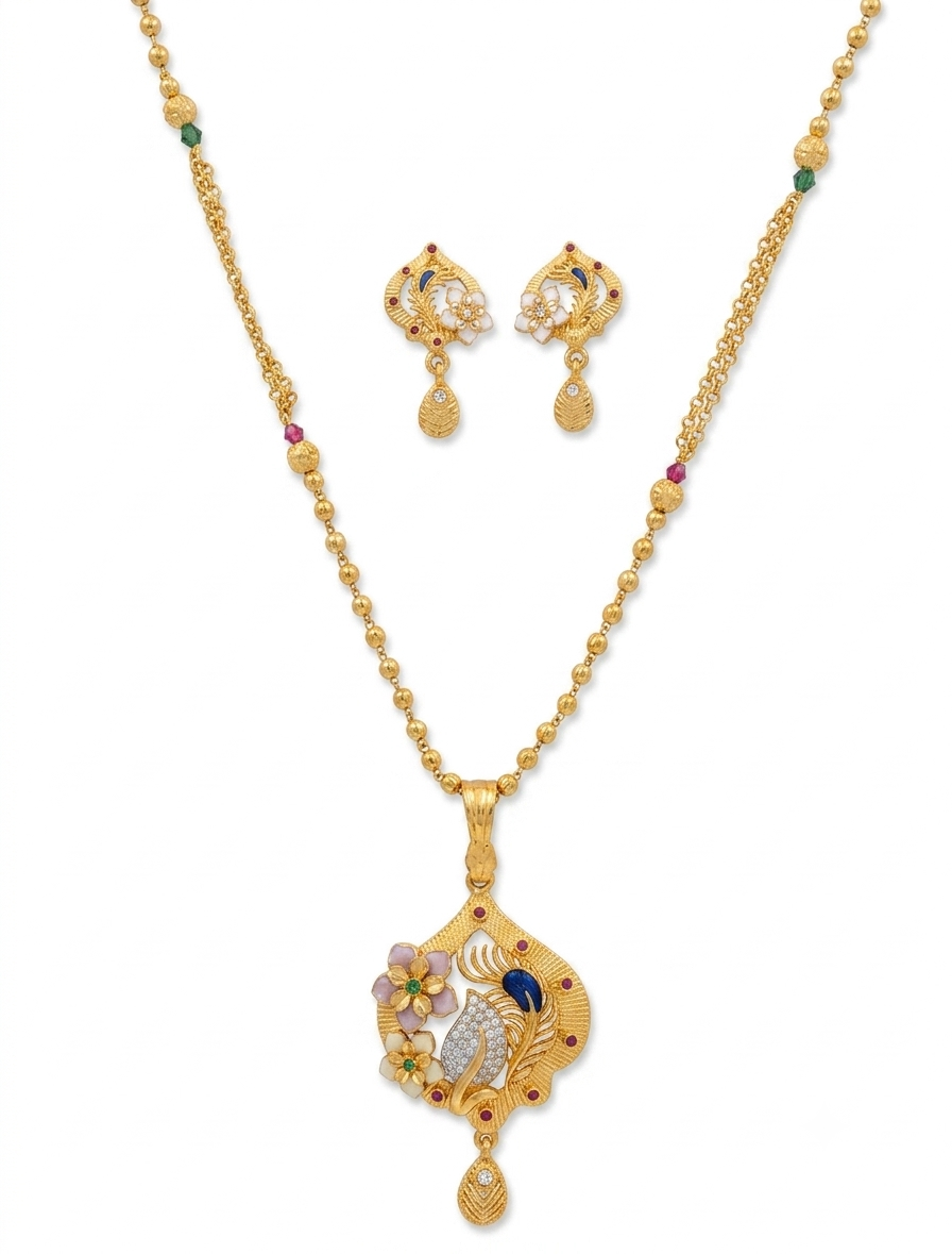 Twinkla Gold Plated Chain Pendant Set