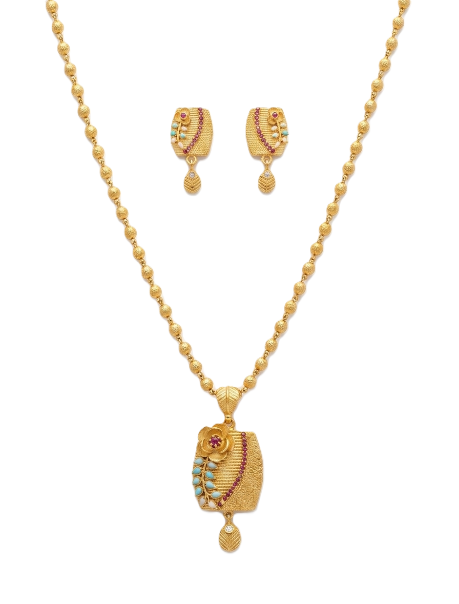 Tara Gold Plated Chain Pendant Set