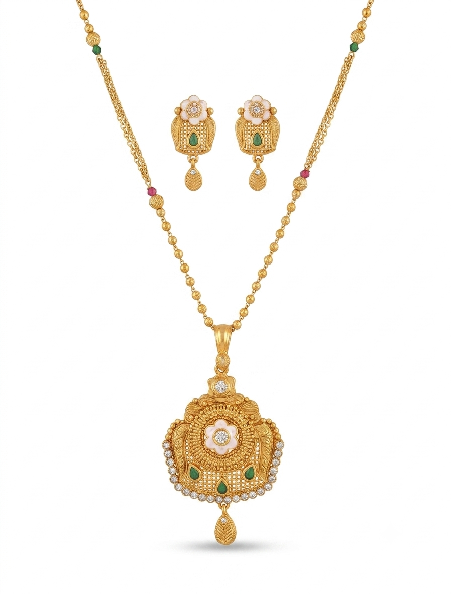 Majestic Gold Plated Chain Pendant Set