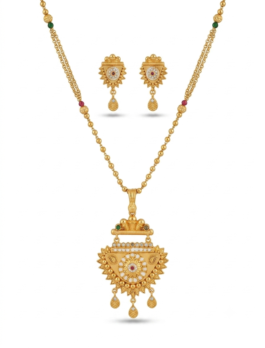 Evaniya Gold Plated Chain Pendant Set