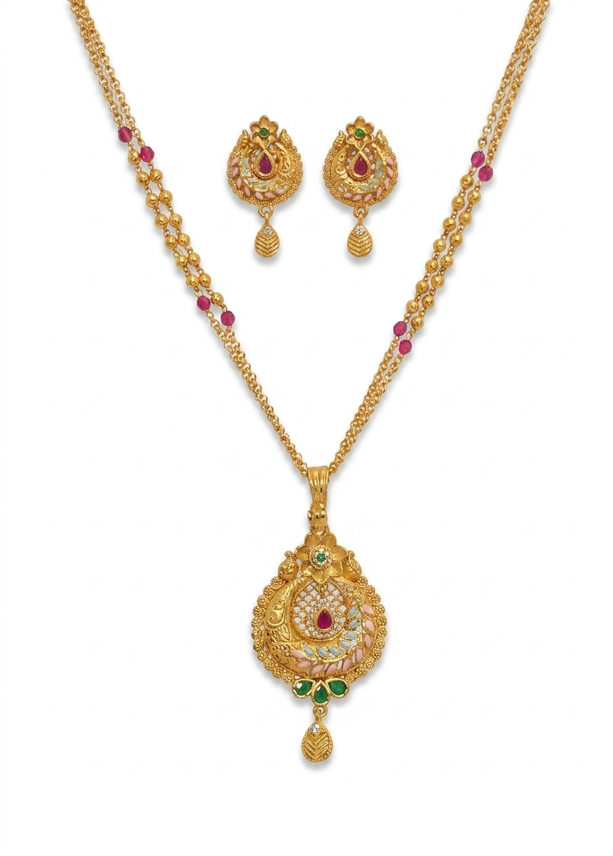 Nedira Gold Plated Chain Pendant Set