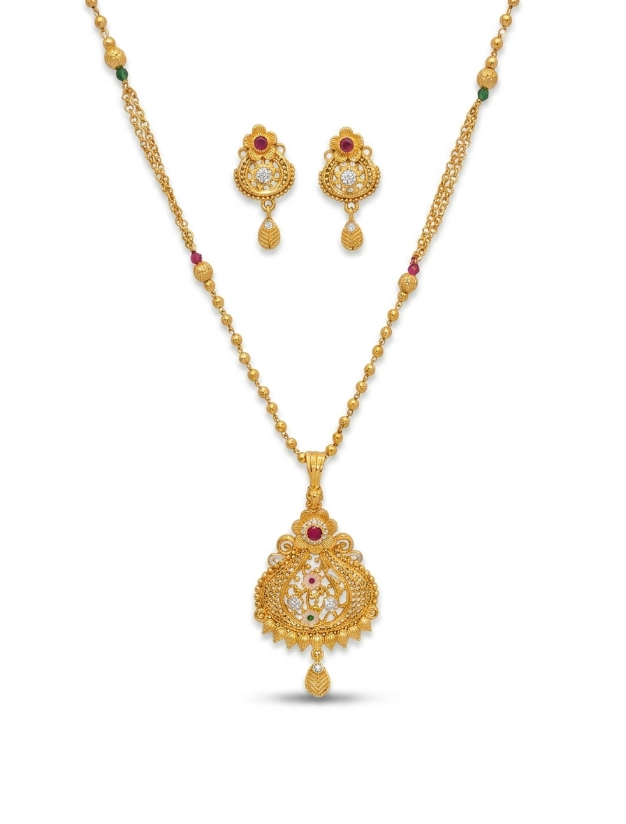 Eos Gold Plated Chain Pendant Set