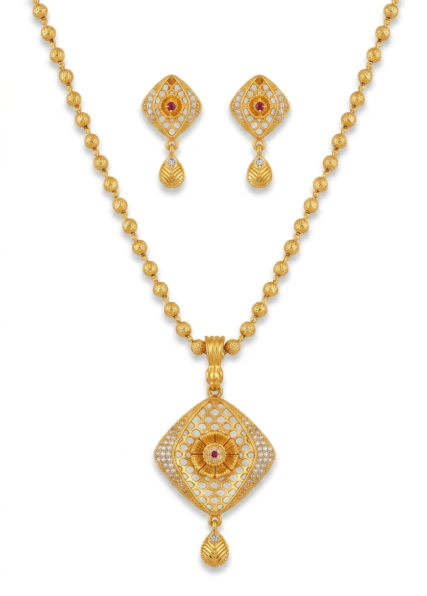 Zinnia Gold Plated Chain Pendant Set
