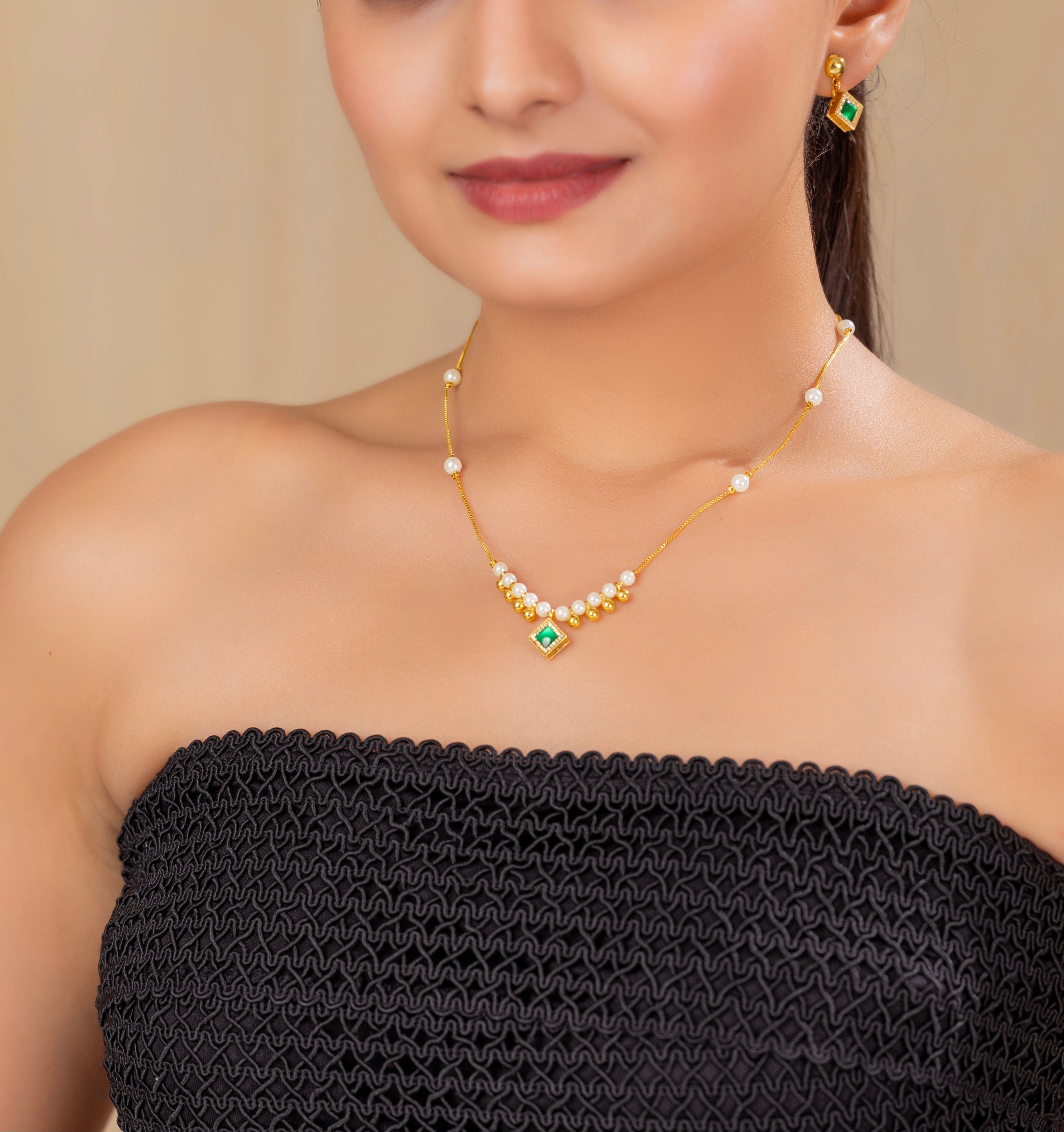 Mehira Green chain pendant set PZMO