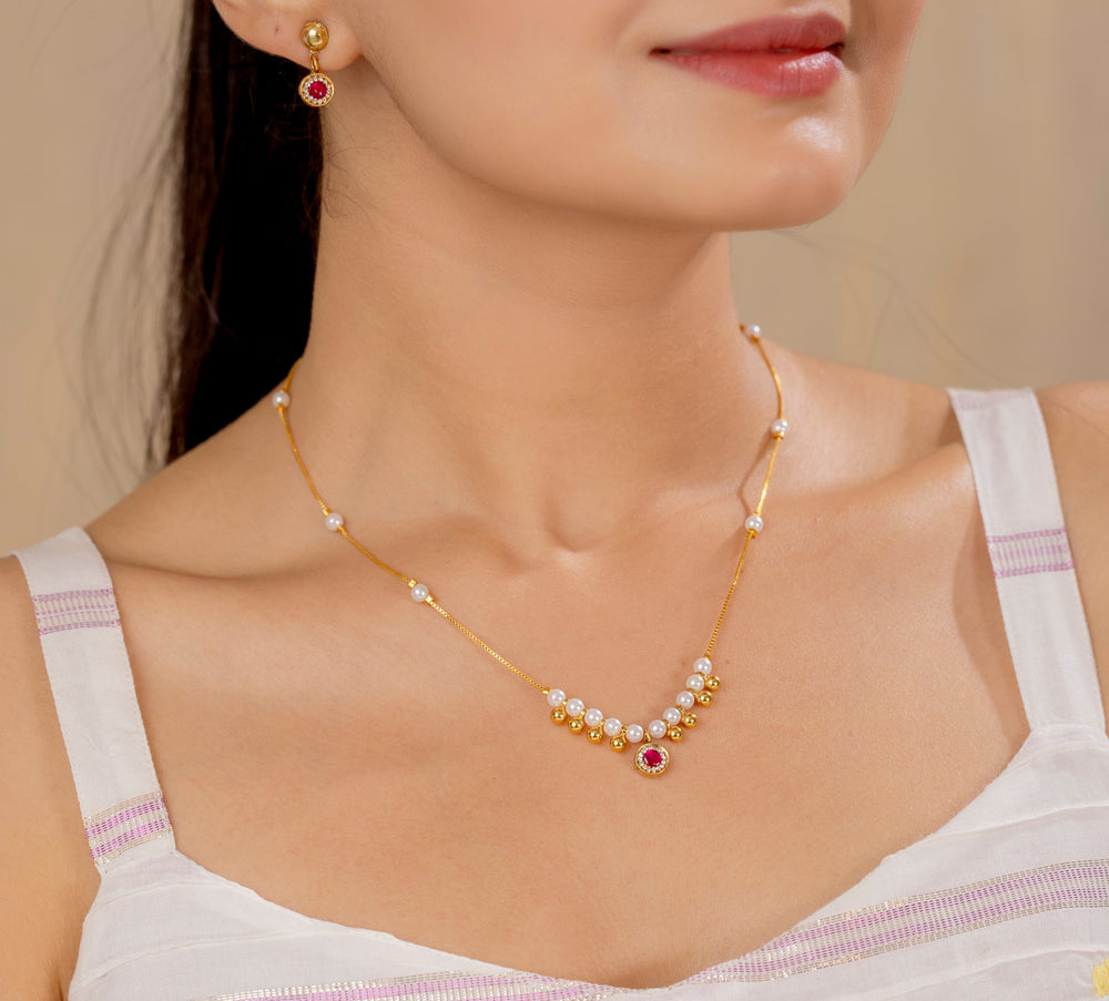 Krishti Pink chain pendant set