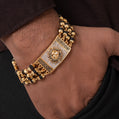 Suryadev Design High-quality Gold Plated 4 Line Rudraksha Bracelet For Men PZMO