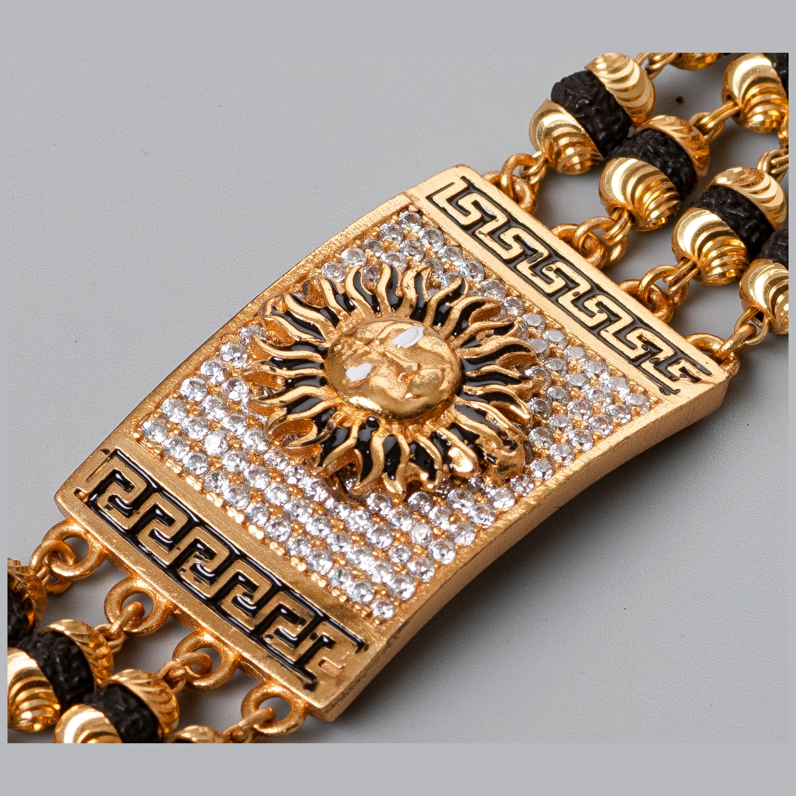 Suryadev Design High-quality Gold Plated 4 Line Rudraksha Bracelet For Men PZMO