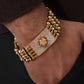 Tiger Design High-quality Gold Plated 5 Line Rudraksha Bracelet For Men