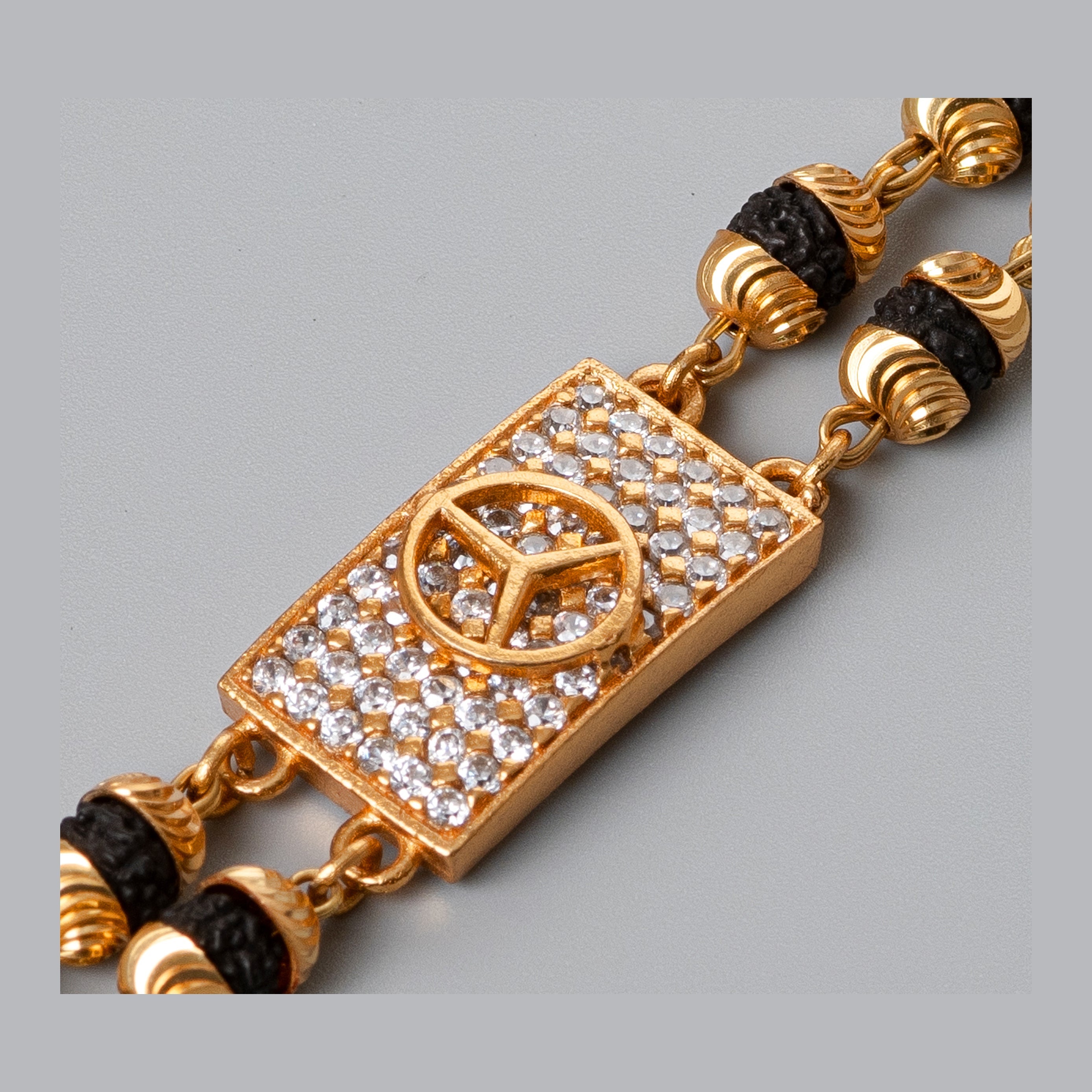 Mercedes Design High-quality Gold Plated 2 Line Rudraksha Bracelet For Men PZMO