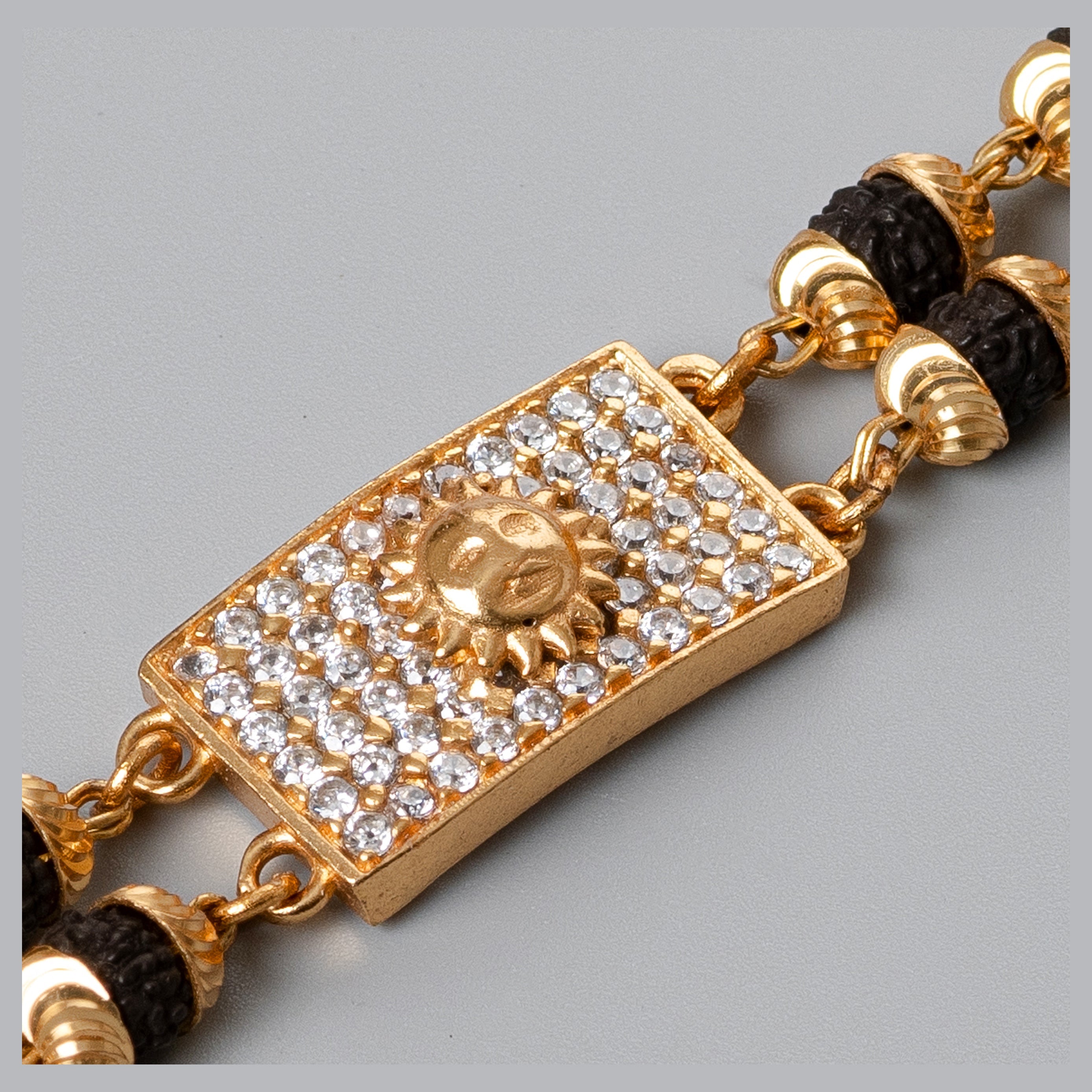 Suryadev Design High-quality Gold Plated 2 Line Rudraksha Bracelet For Men PZMO
