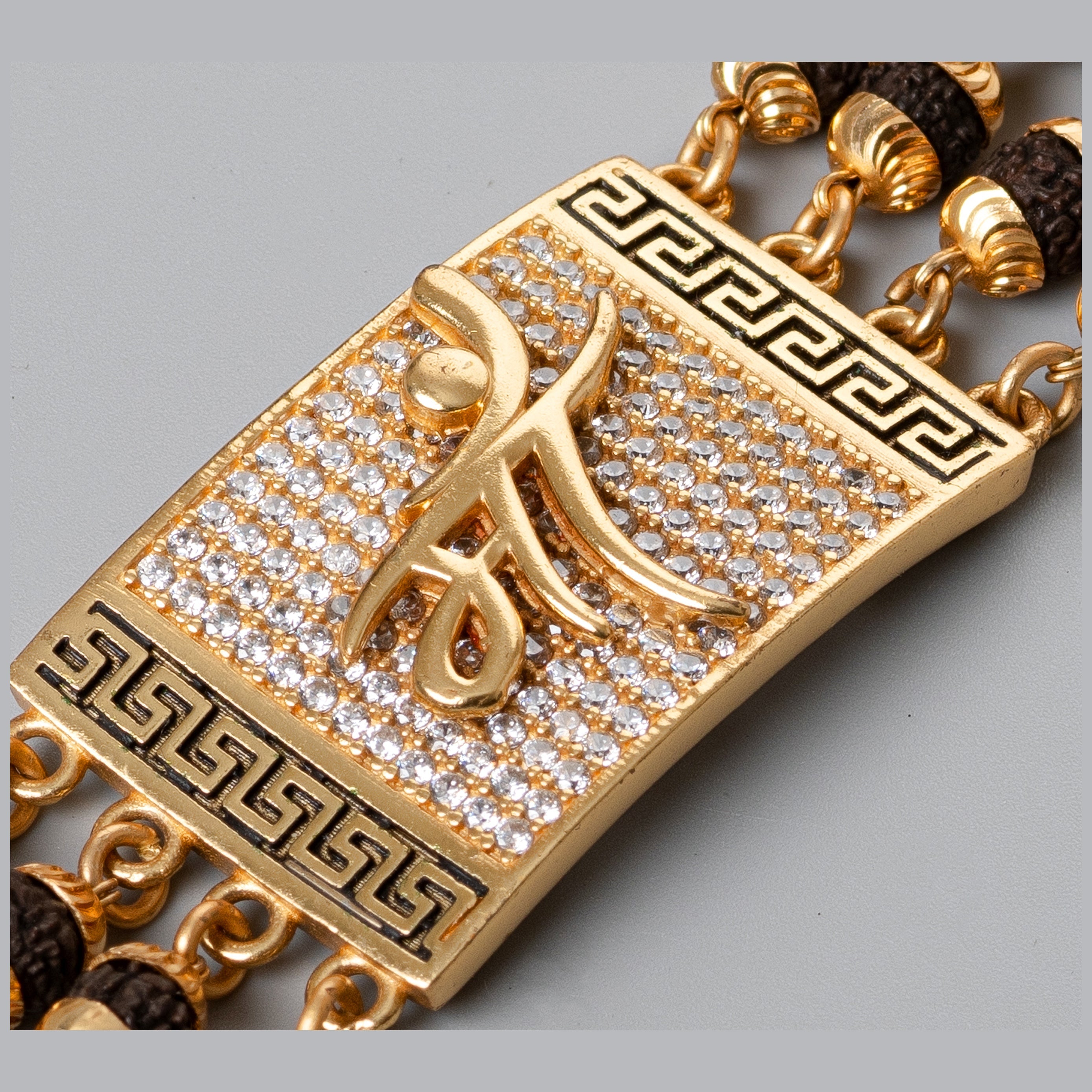 Maa Design High-quality Gold Plated 4 Line Rudraksha Bracelet For Men PZMO