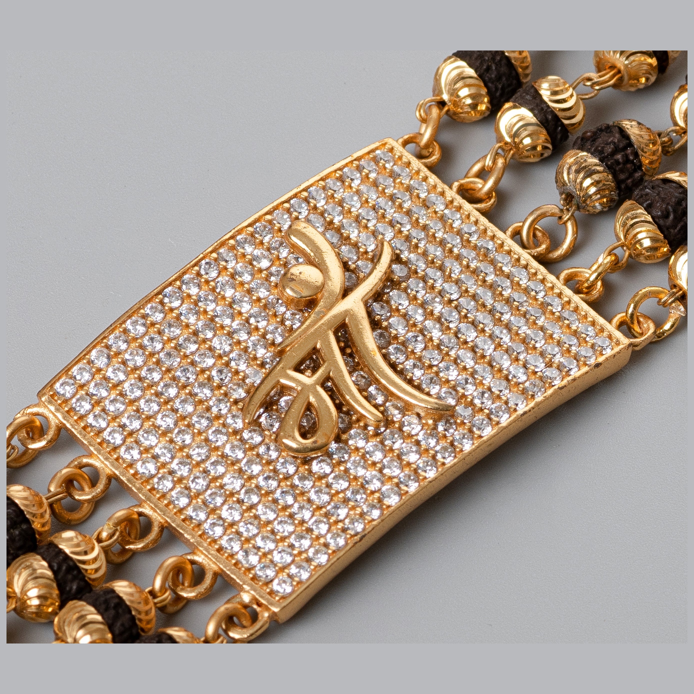 MAA Design High-quality Gold Plated 5 Line Rudraksha Bracelet For Men PZMO