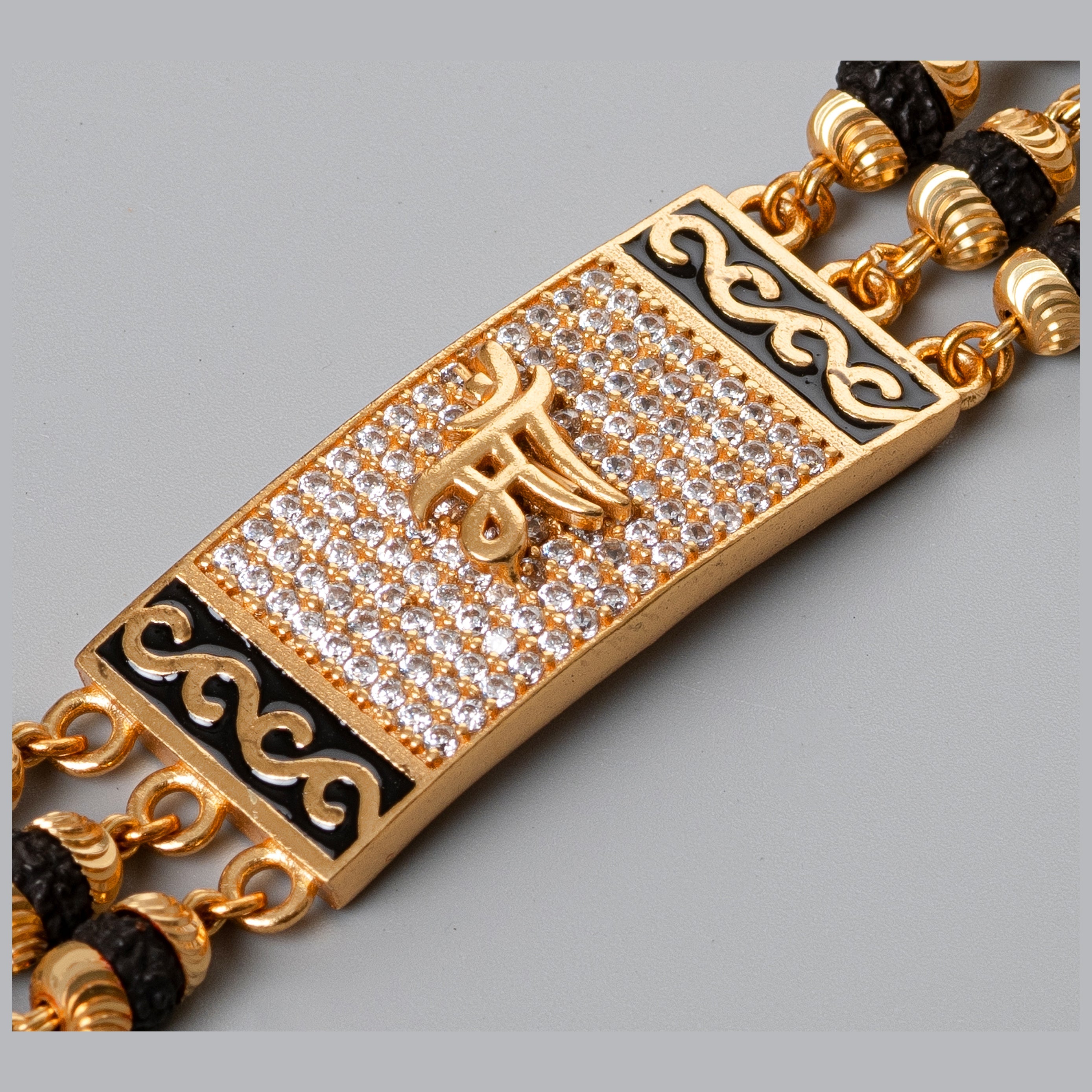 Maa Design High-quality Gold Plated 3 Line Rudraksha Bracelet For Men PZMO