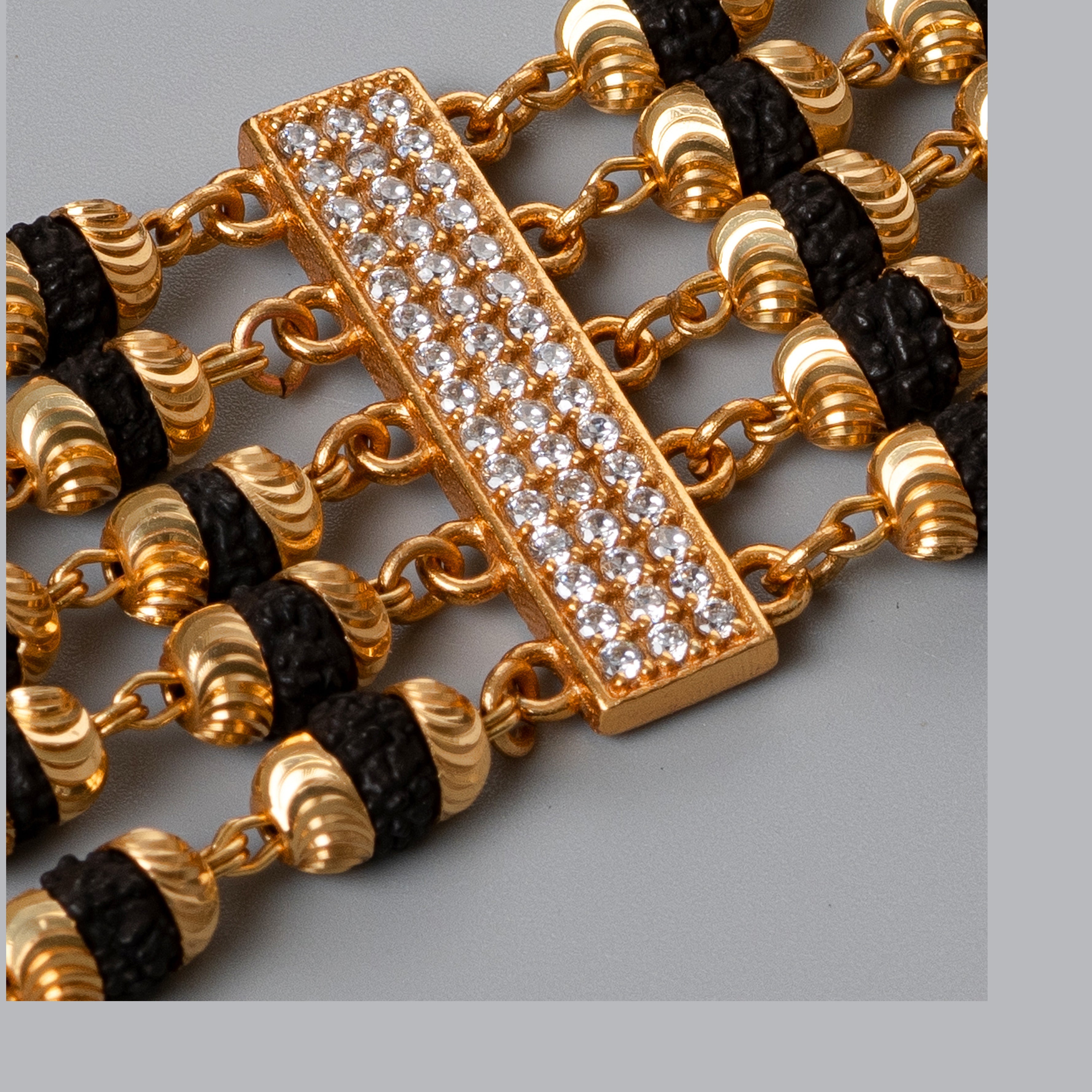 BLET Design High-quality Gold Plated 5 Line Rudraksha Bracelet For Men PZMO