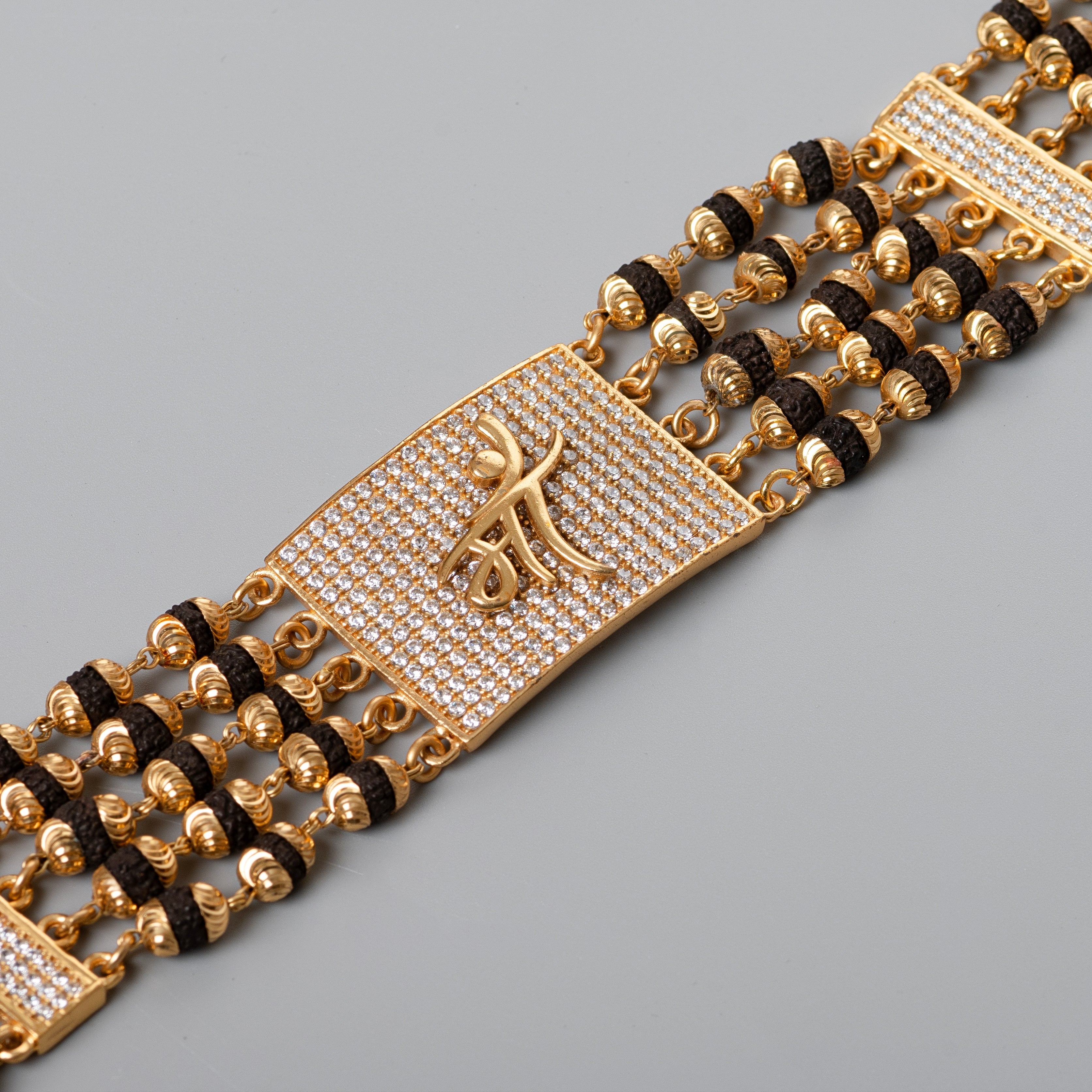 MAA Design High-quality Gold Plated 5 Line Rudraksha Bracelet For Men PZMO