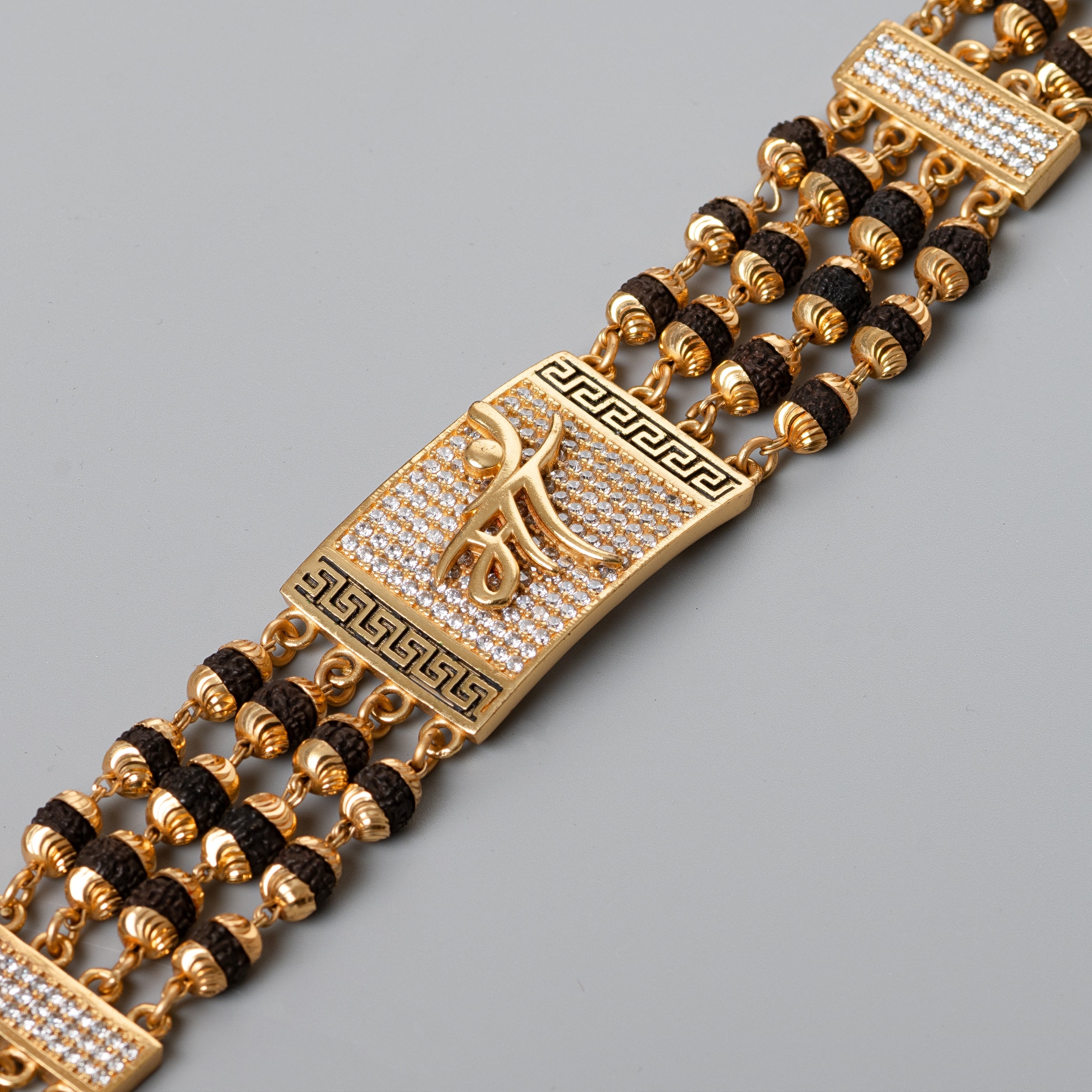Maa Design High-quality Gold Plated 4 Line Rudraksha Bracelet For Men PZMO