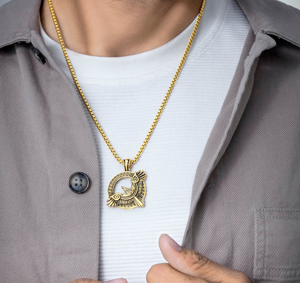 EAGLE 18K GOLD PLATED MEN'S CHAIN PENDAN
