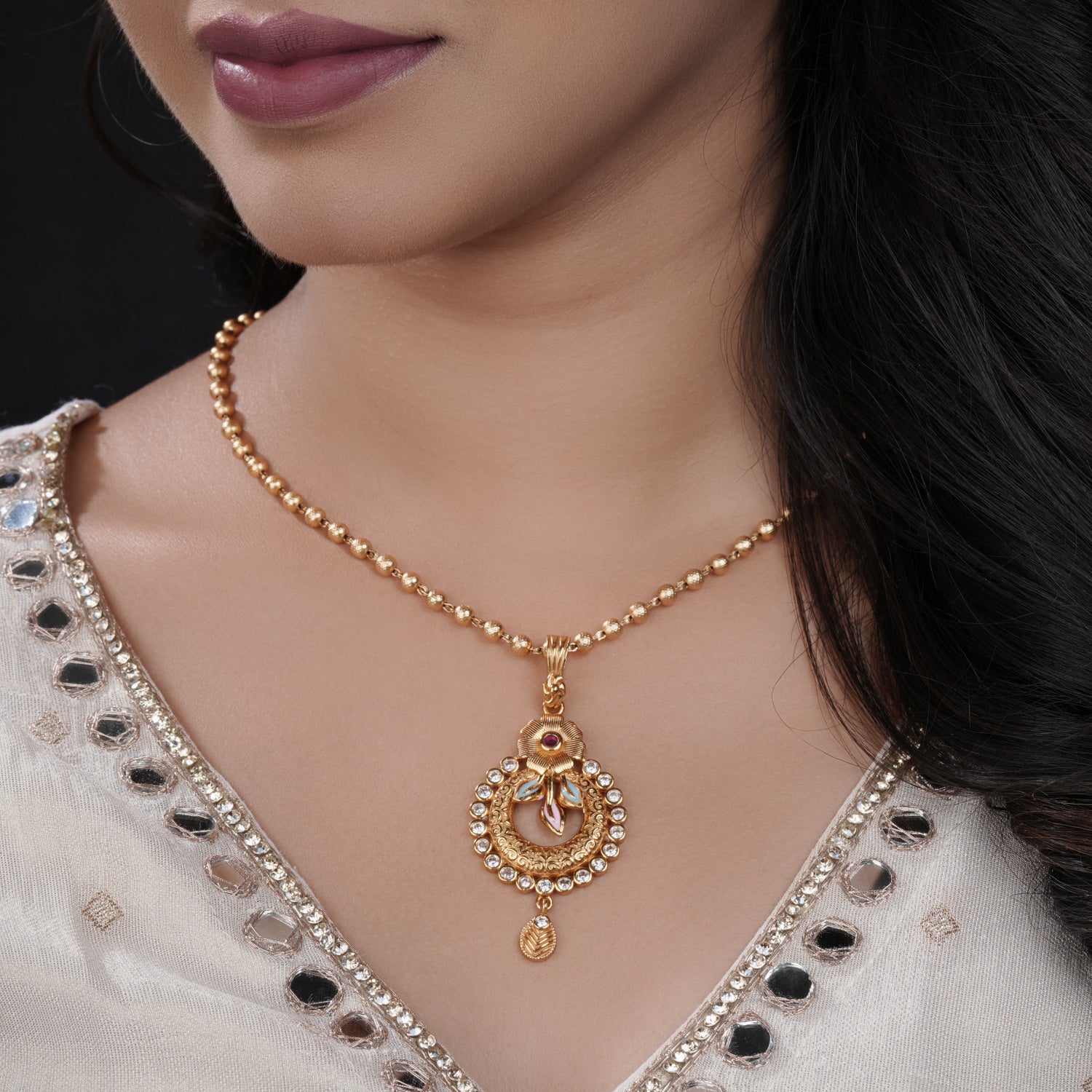 Lyra Gold Plated Chain Pendant Set - PZMO