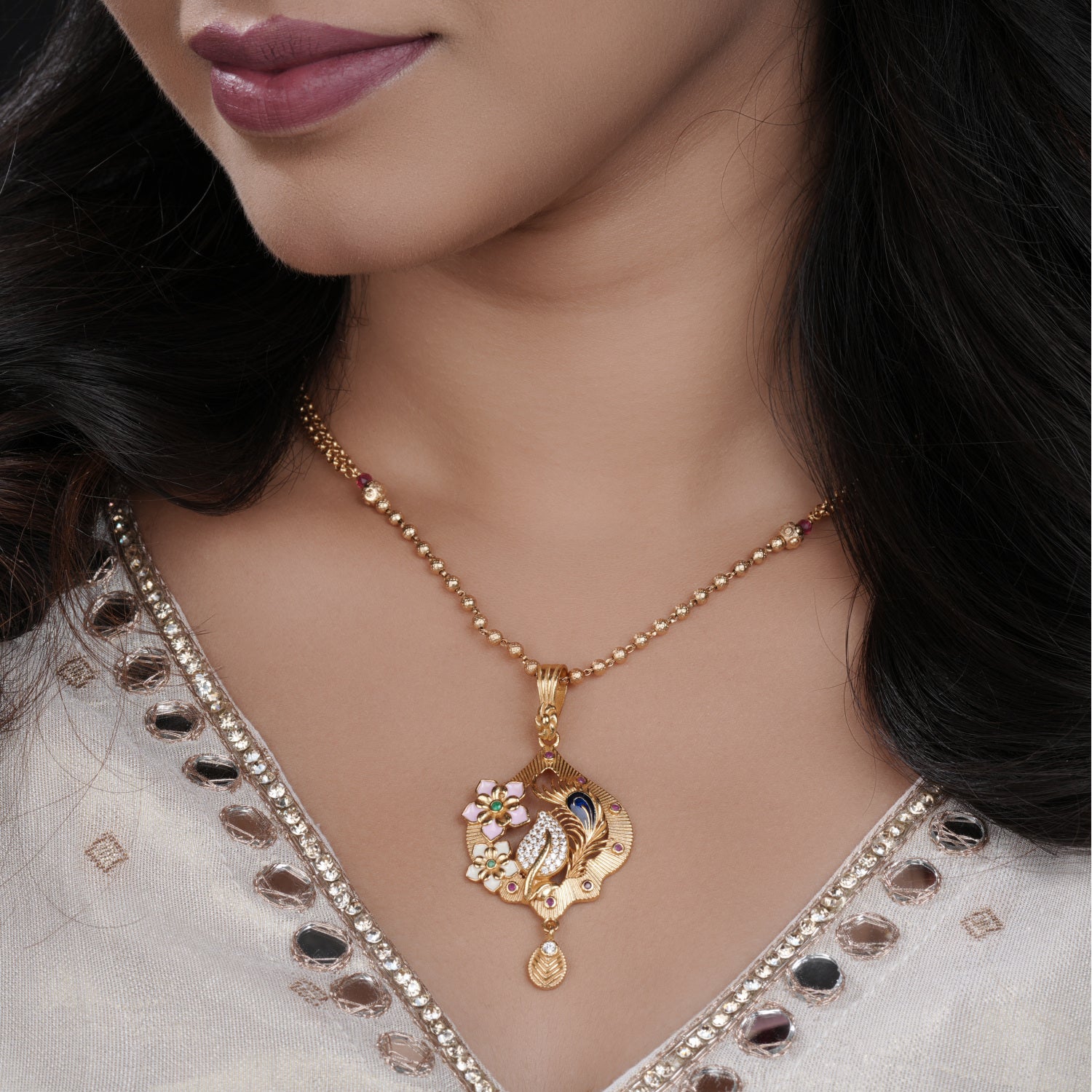 Twinkla Gold Plated Chain Pendant Set - PZMO