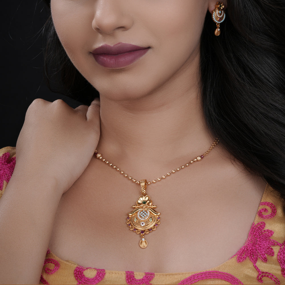 Mimosa Gold Plated Chain Pendant Set