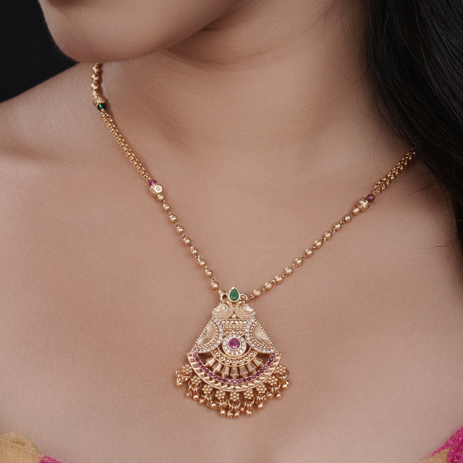 Rose Gold Plated Chain Pendant Set PZMO