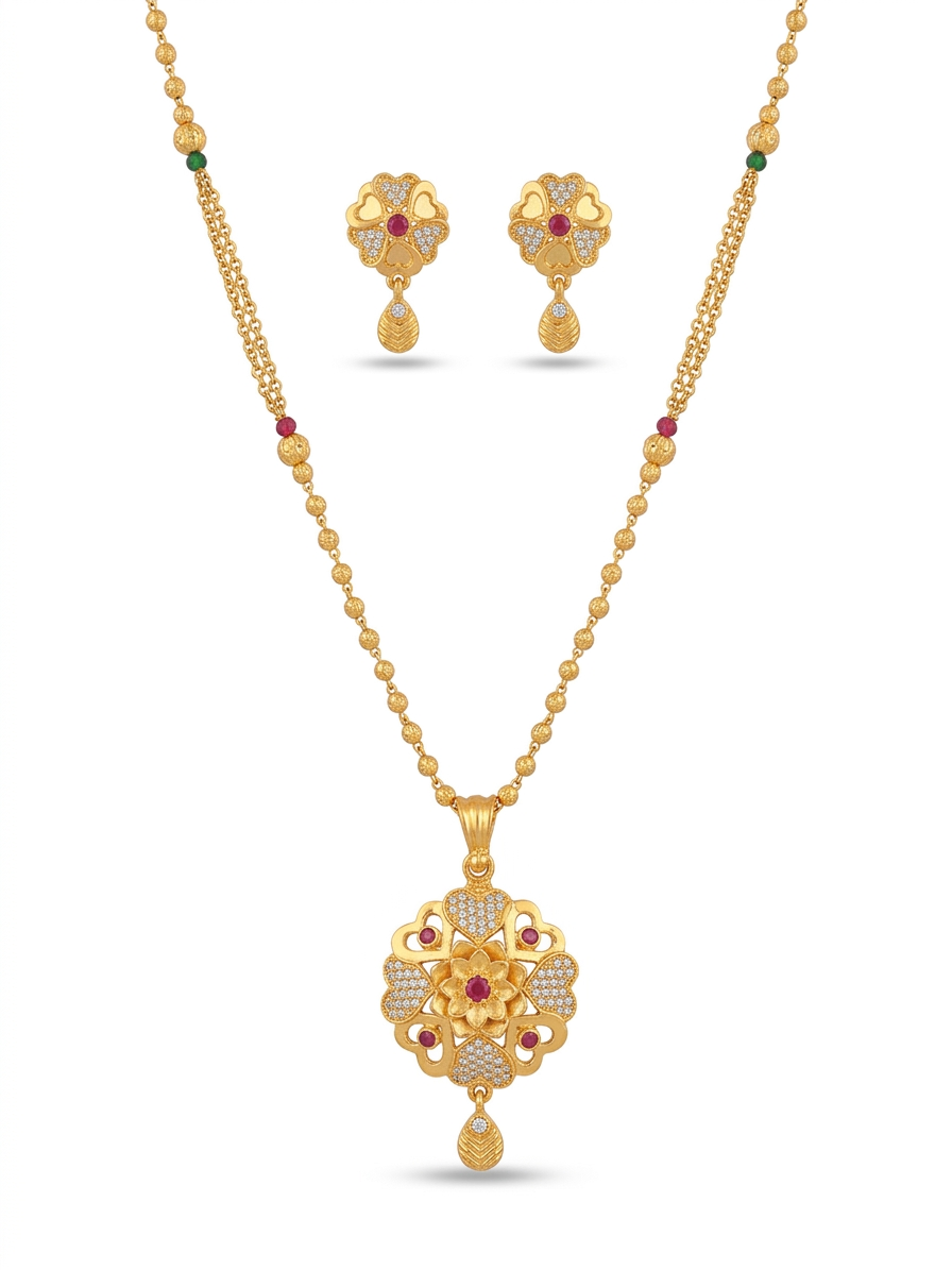 Iris Gold Plated Chain Pendant Set