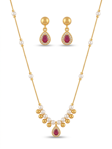 Sitara Pink chain pendant set