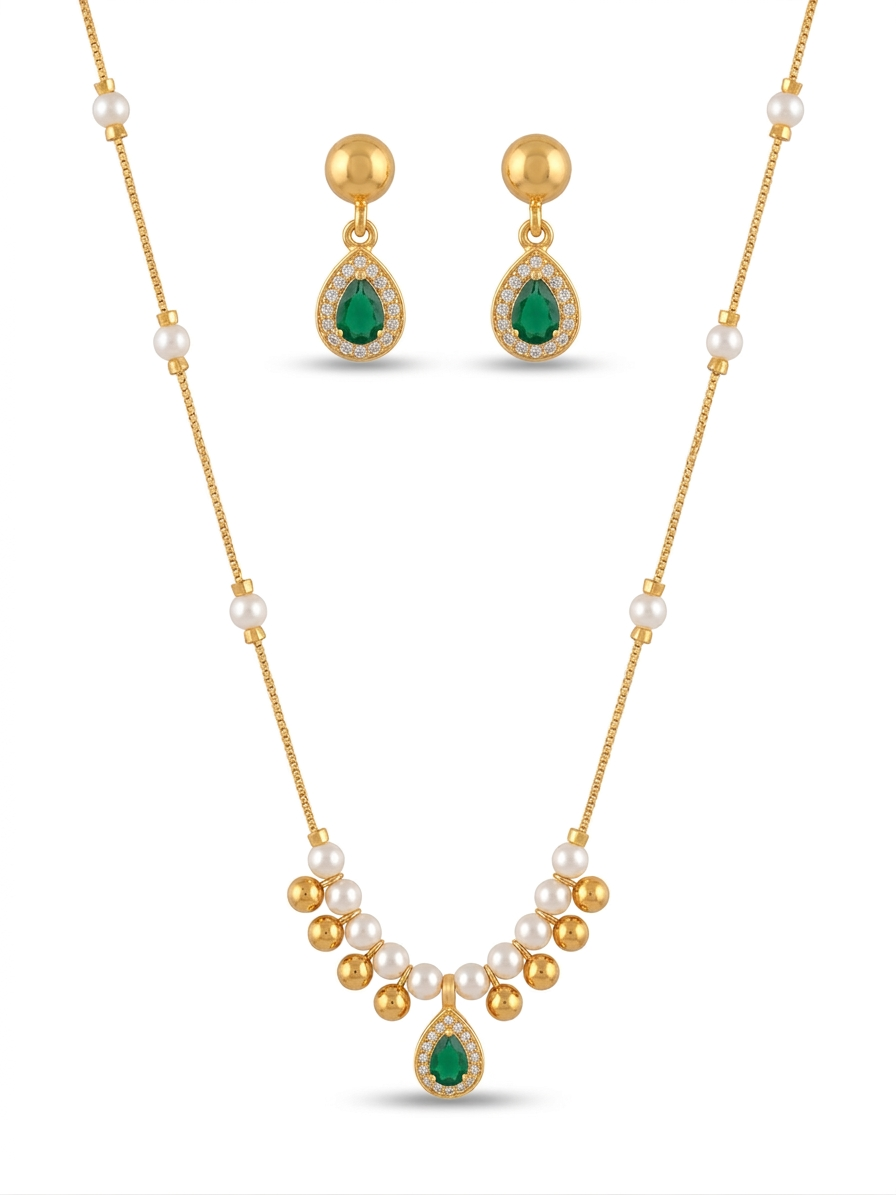 Sitara Green chain pendant set