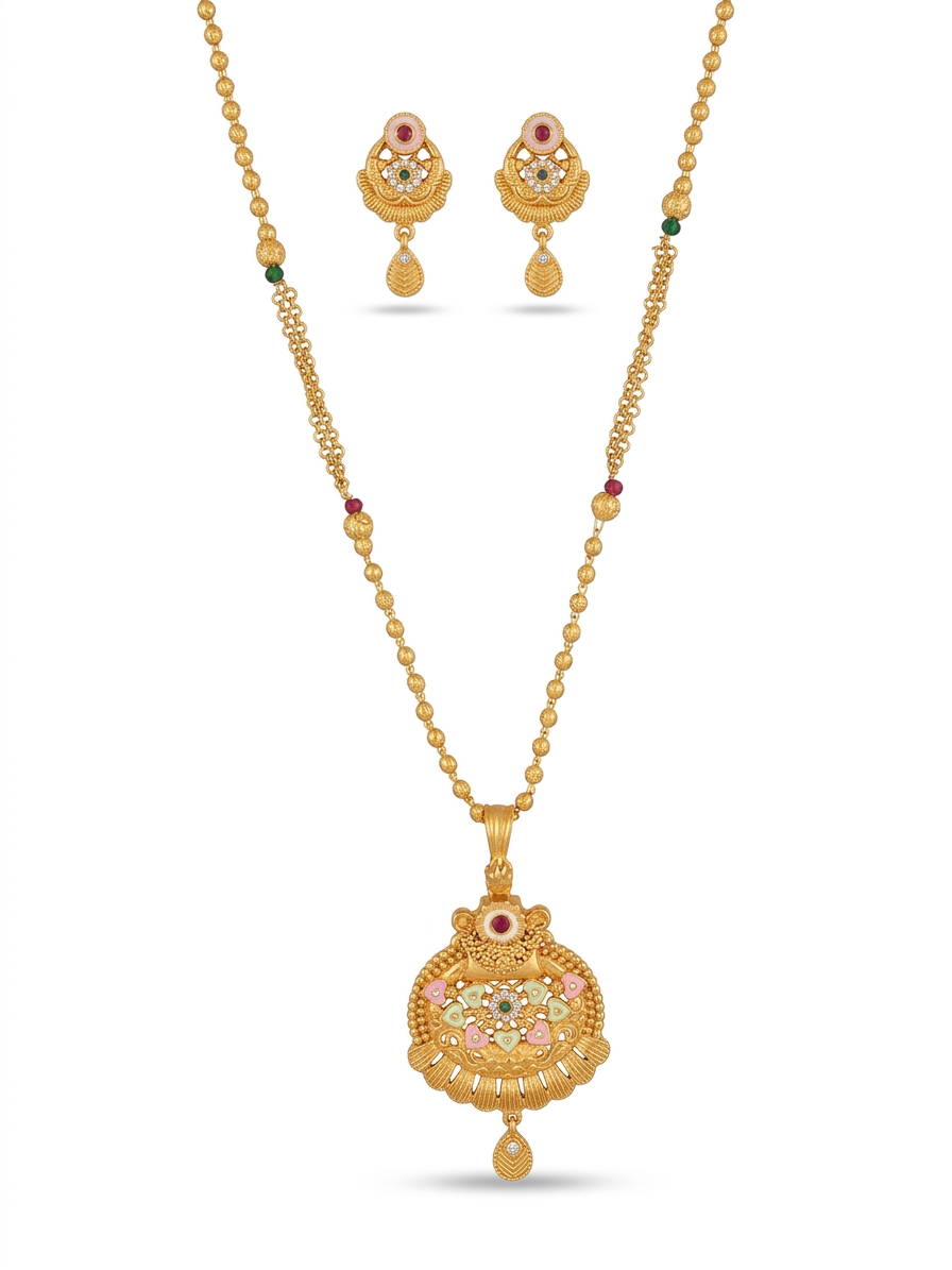 Samantha Gold Plated Chain Pendant Set