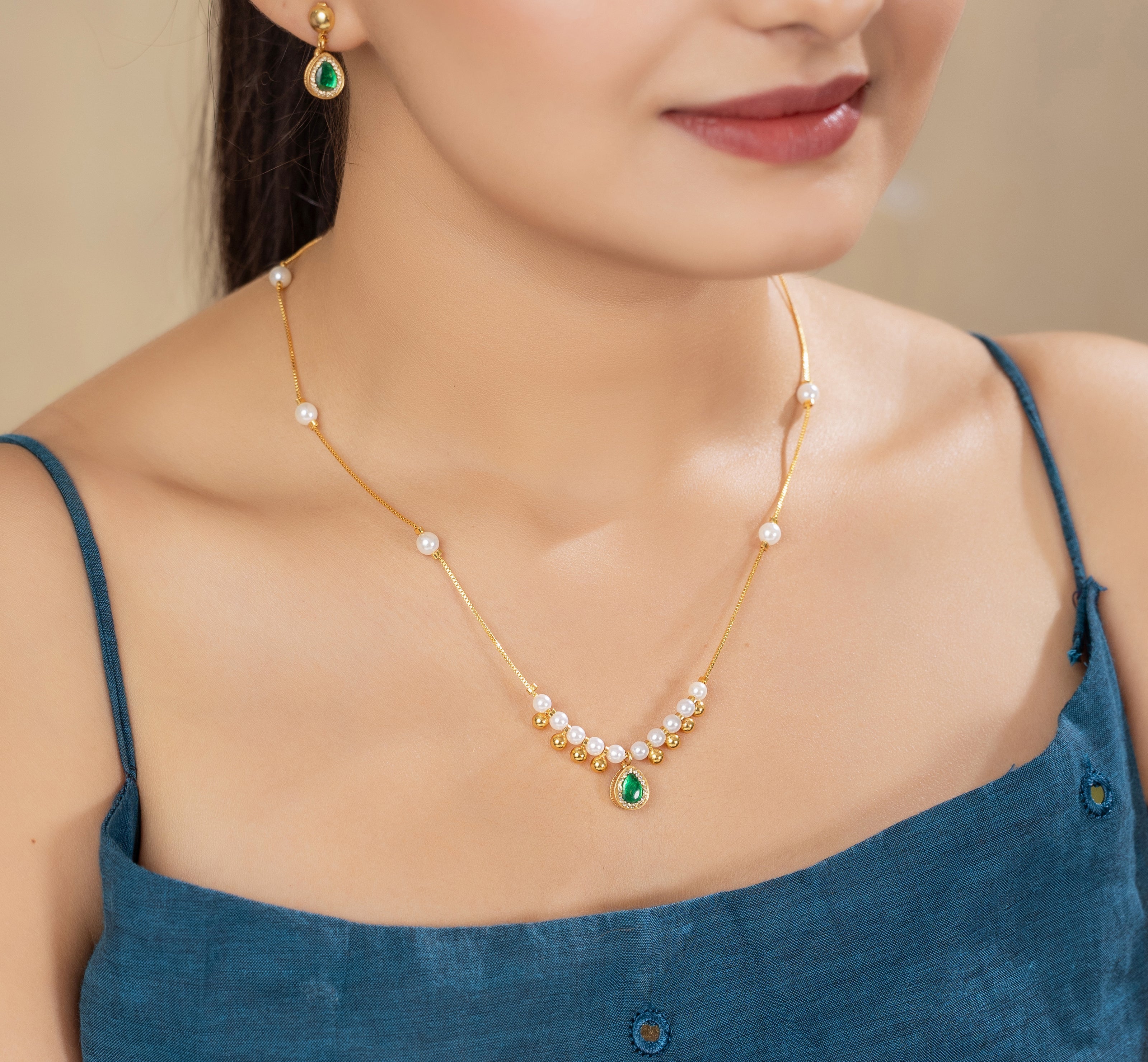 Sitara Pink chain pendant set PZMO